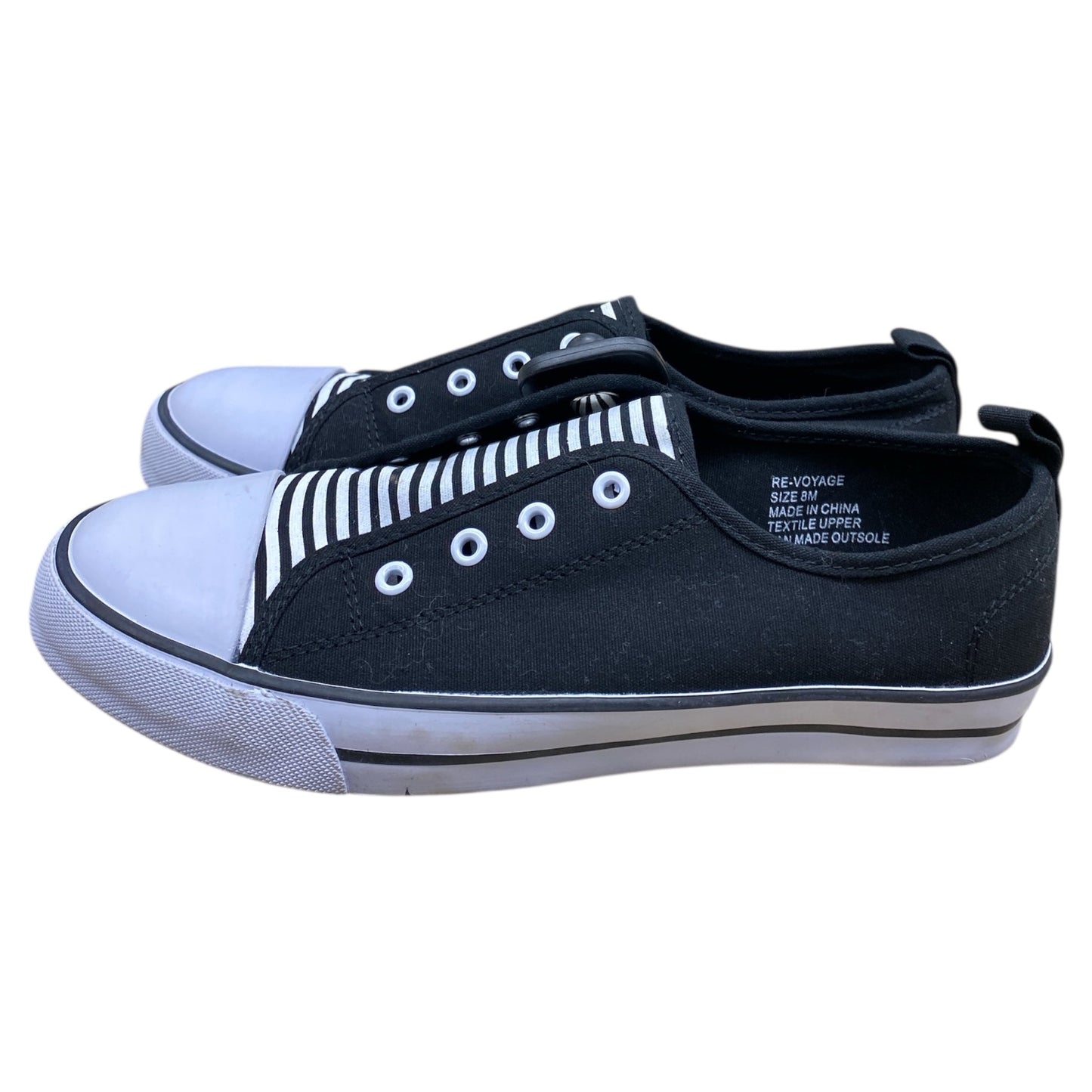 Shoes Flats By Relativity In Black & White, Size:8