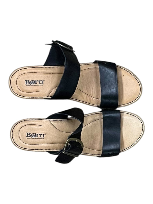Sandals Heels Wedge By Born In Black, Size:11