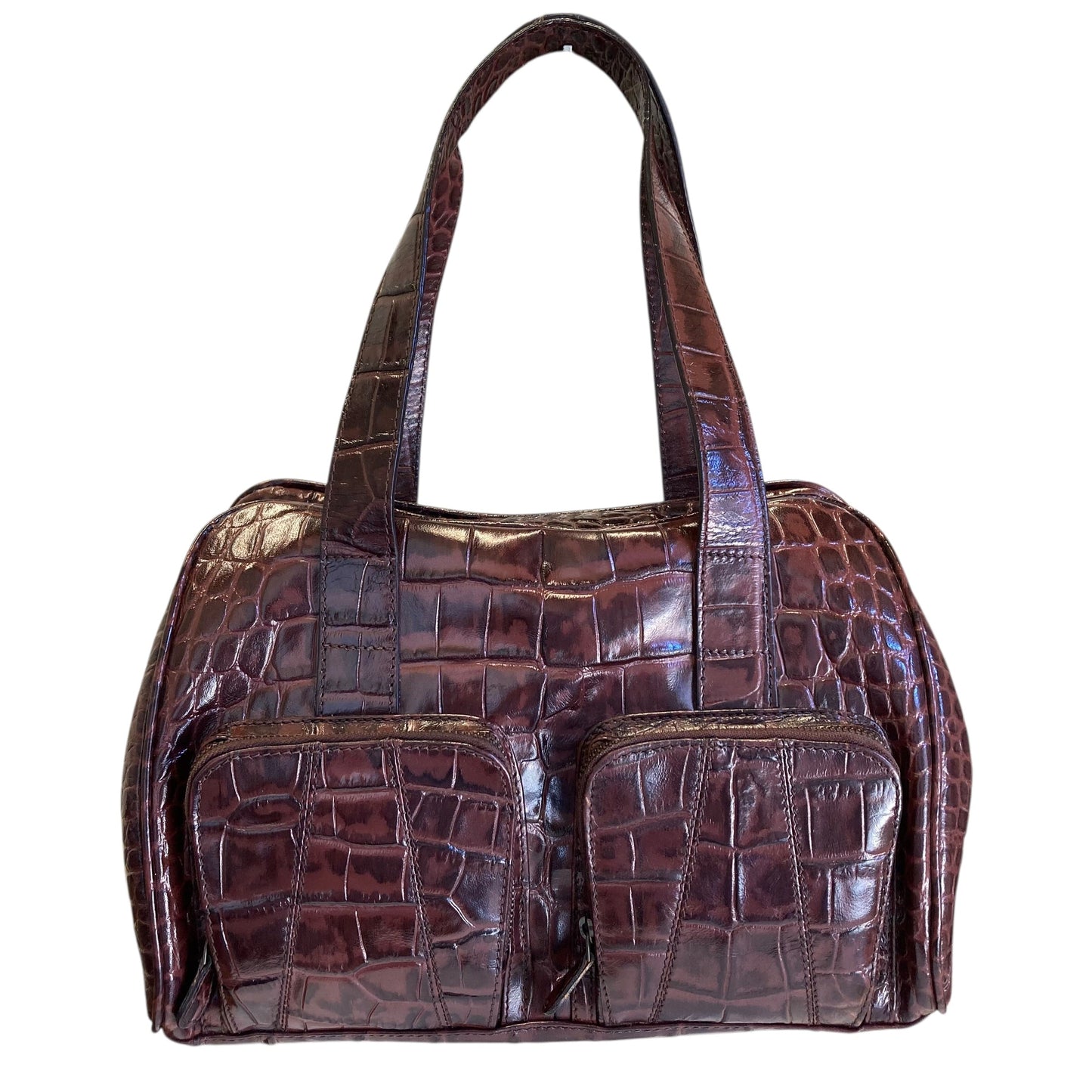 Handbag Leather By Michael Rome Designs In Brown, Size:Large