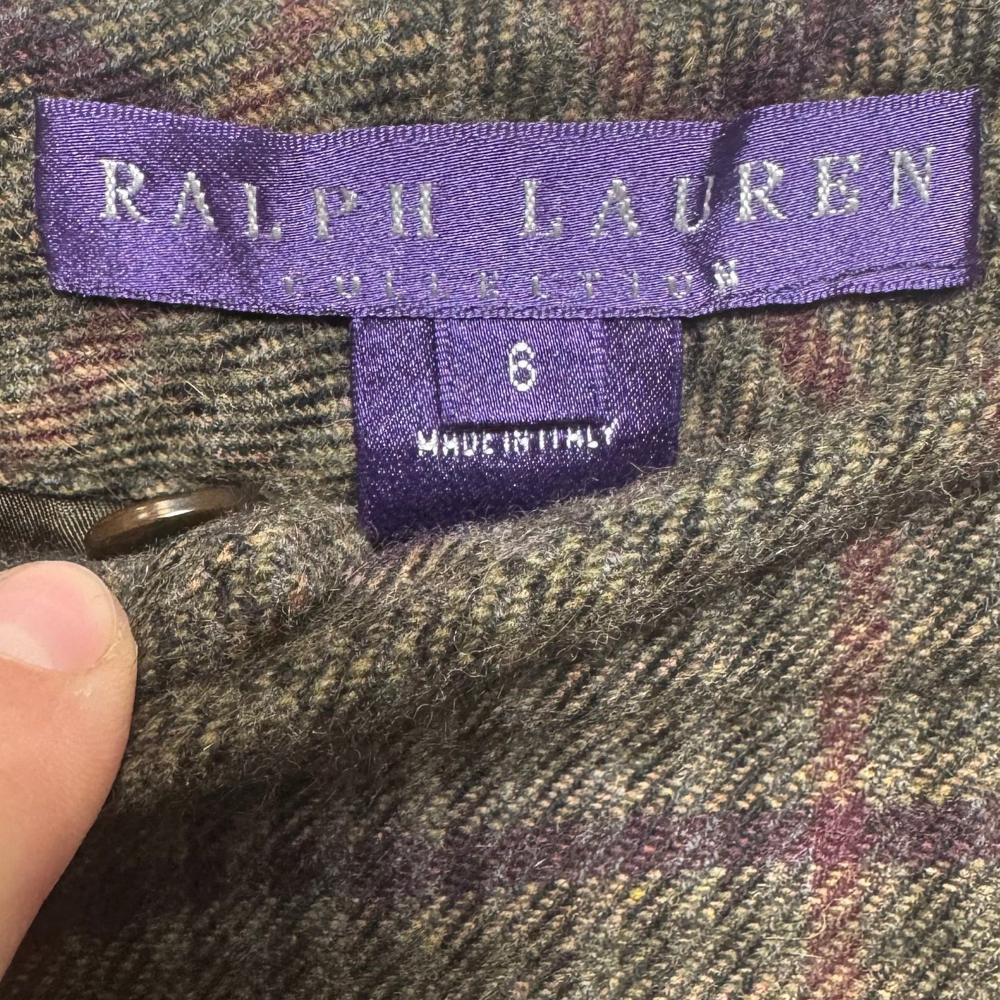 Wool & Angora Pants Dress By Ralph Lauren Collection Purple Label In Plaid Pattern, Size: 6