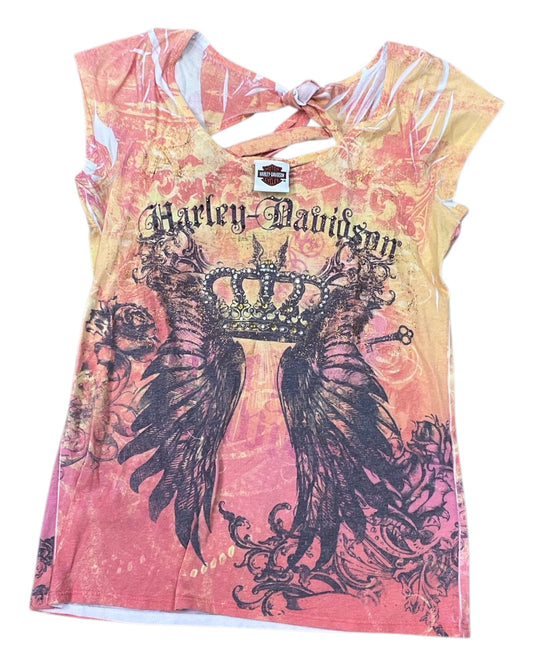 Top Sleeveless By Harley Davidson In Orange & Yellow, Size:Xl