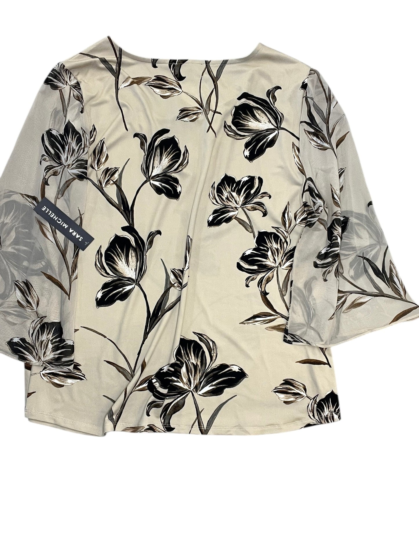 Blouse Ss By Sara Michelle In Tan, Size:1X