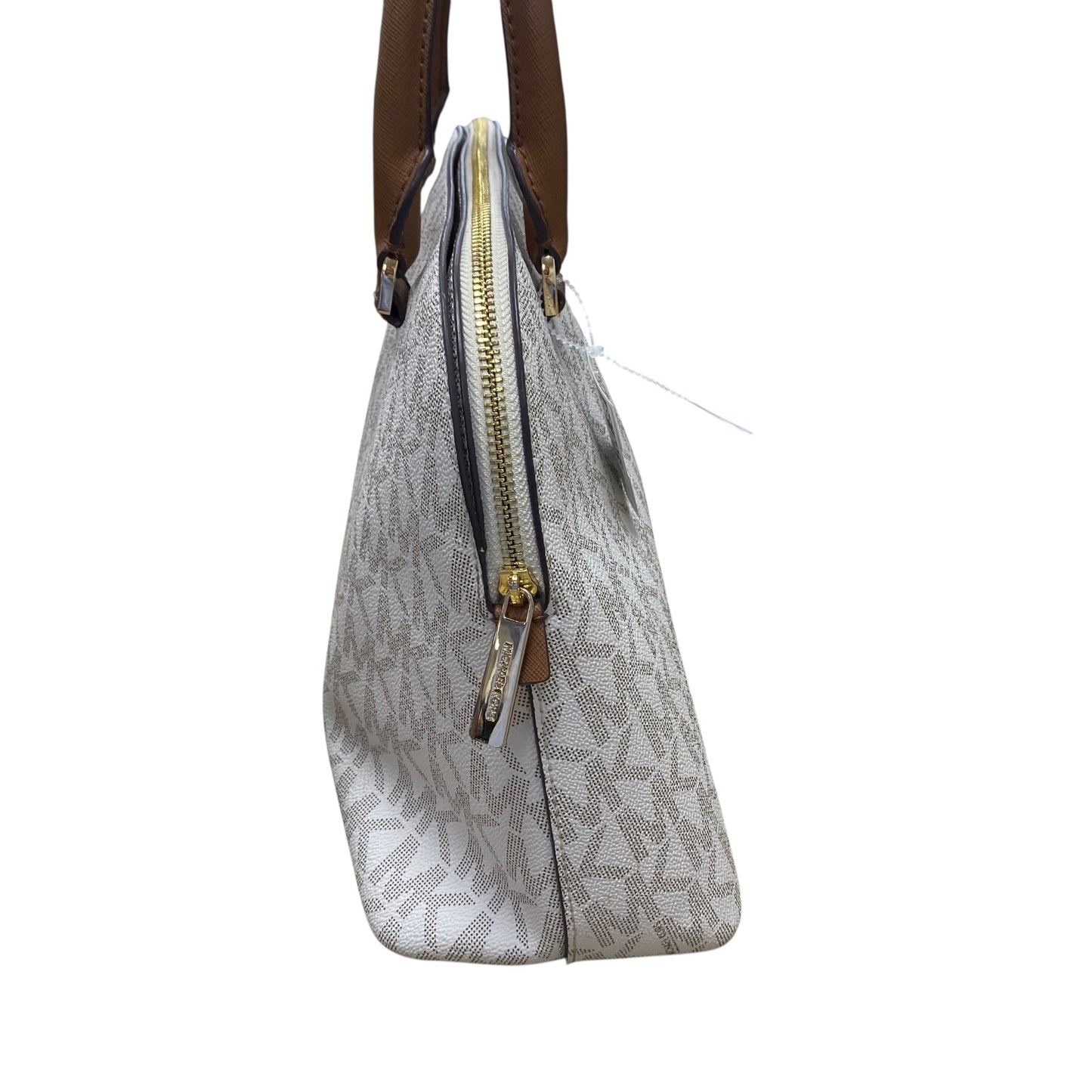 Handbag Designer By Michael Kors In Brown & White, Size:Large