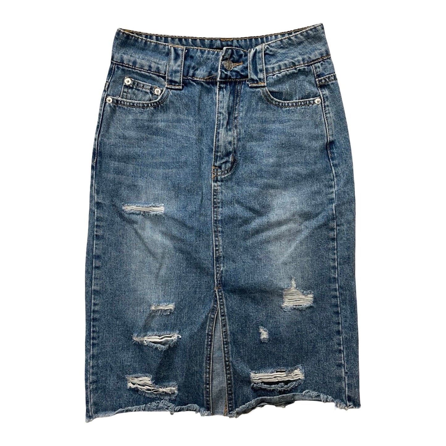 Skirt Midi By Mustard Seed In Blue Denim, Size:S