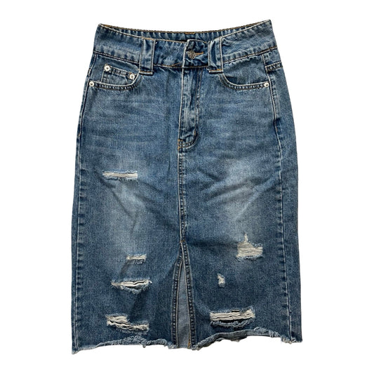 Skirt Midi By Mustard Seed In Blue Denim, Size:S