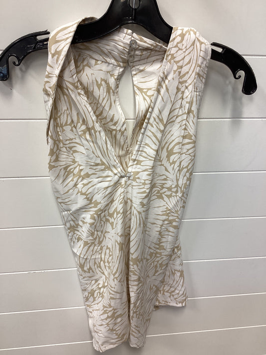Top Sleeveless By Lands End In Tan & White, Size:M