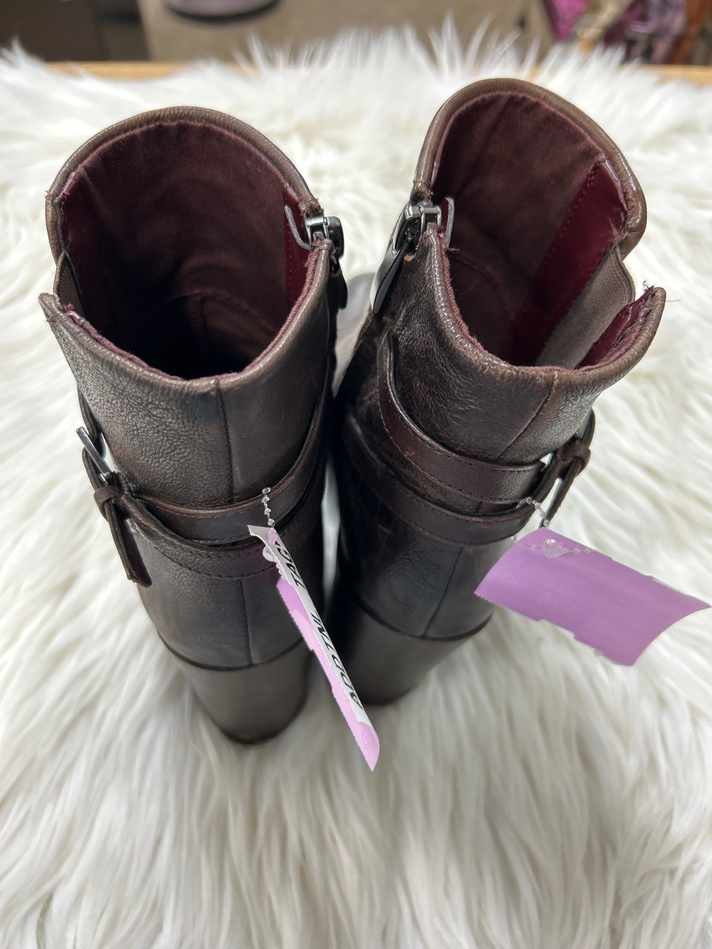 Boots Ankle Heels By Franco Sarto In Brown, Size:7