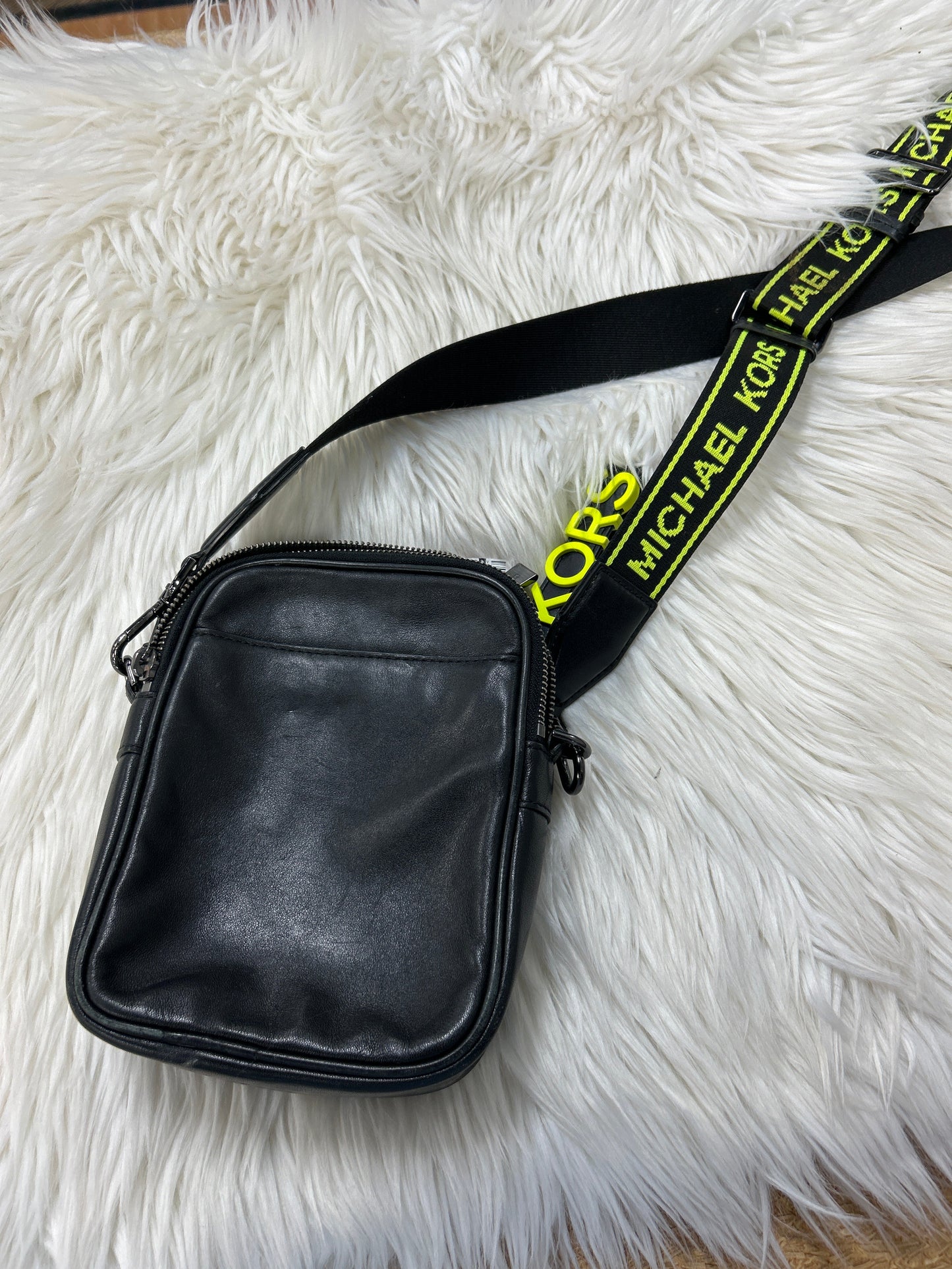 Crossbody By Michael By Michael Kors In Black & Green, Size:Medium