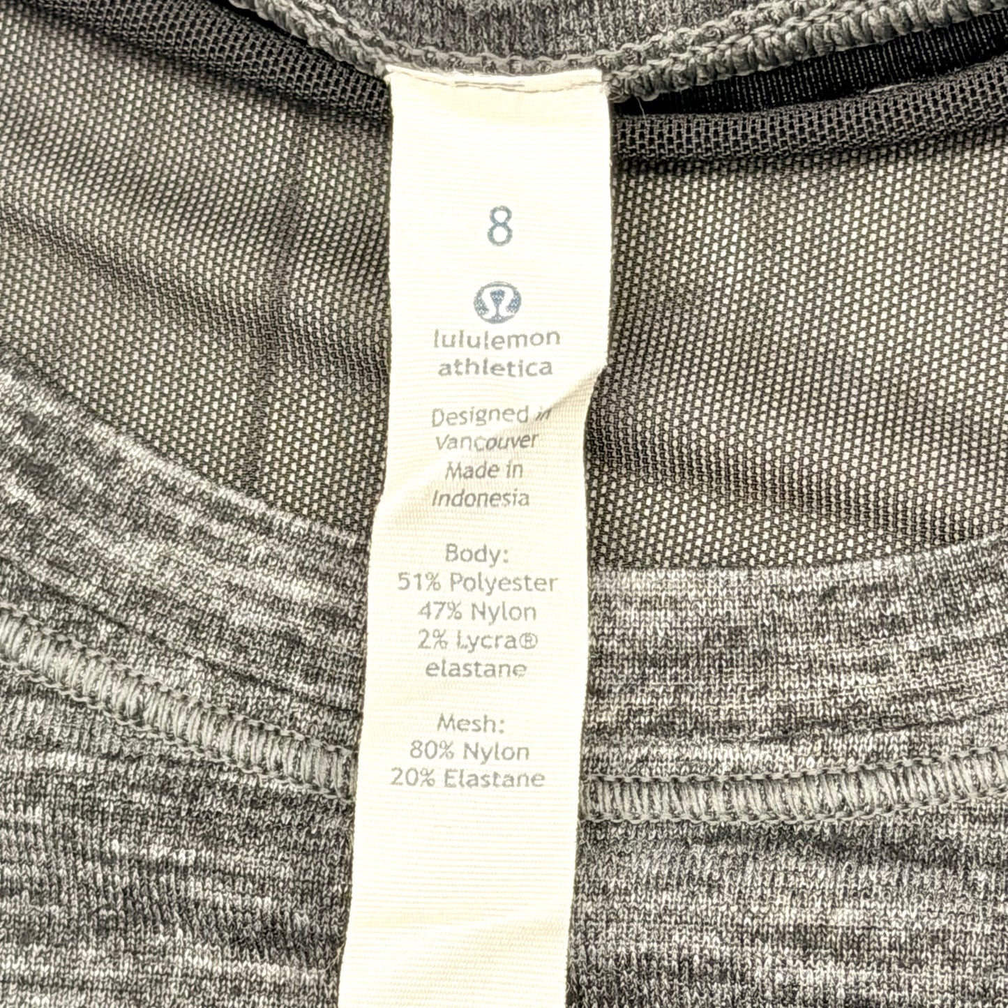 Athletic Top Short Sleeve By Lululemon In Black & Grey, Size: M