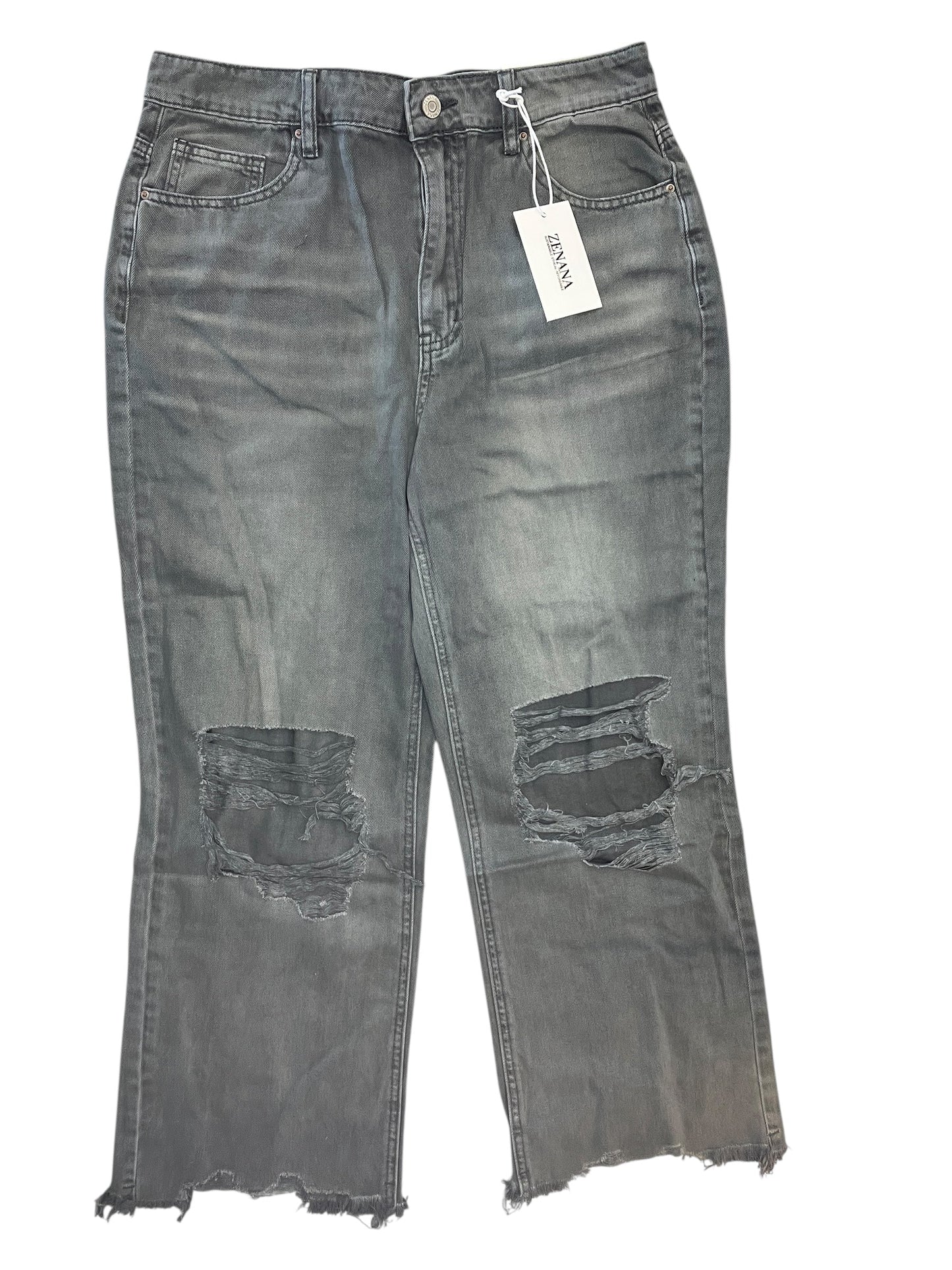 Jeans Wide Leg By Zenana In Grey, Size:10