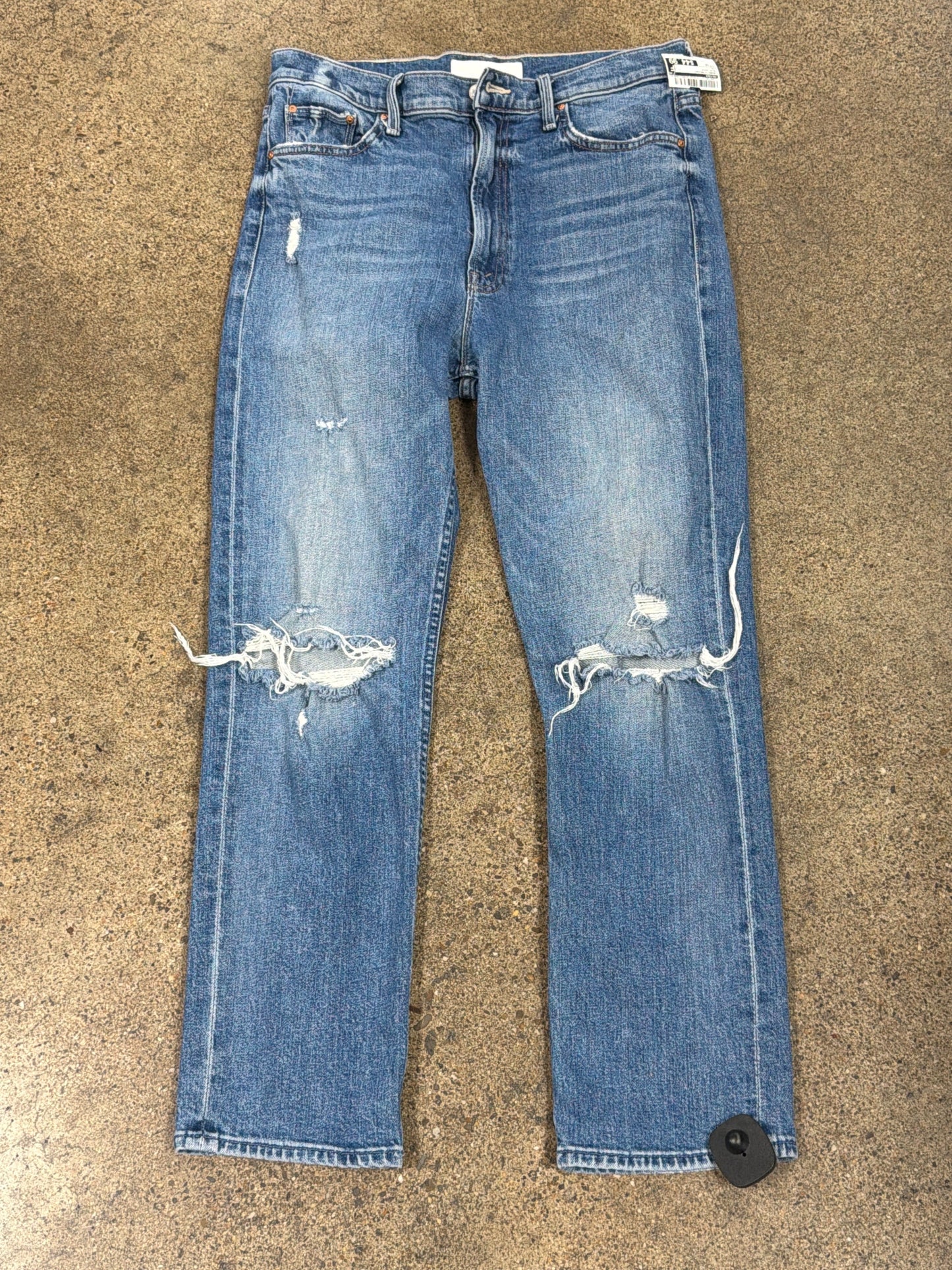 Jeans Straight By Mother In Blue Denim, Size:12