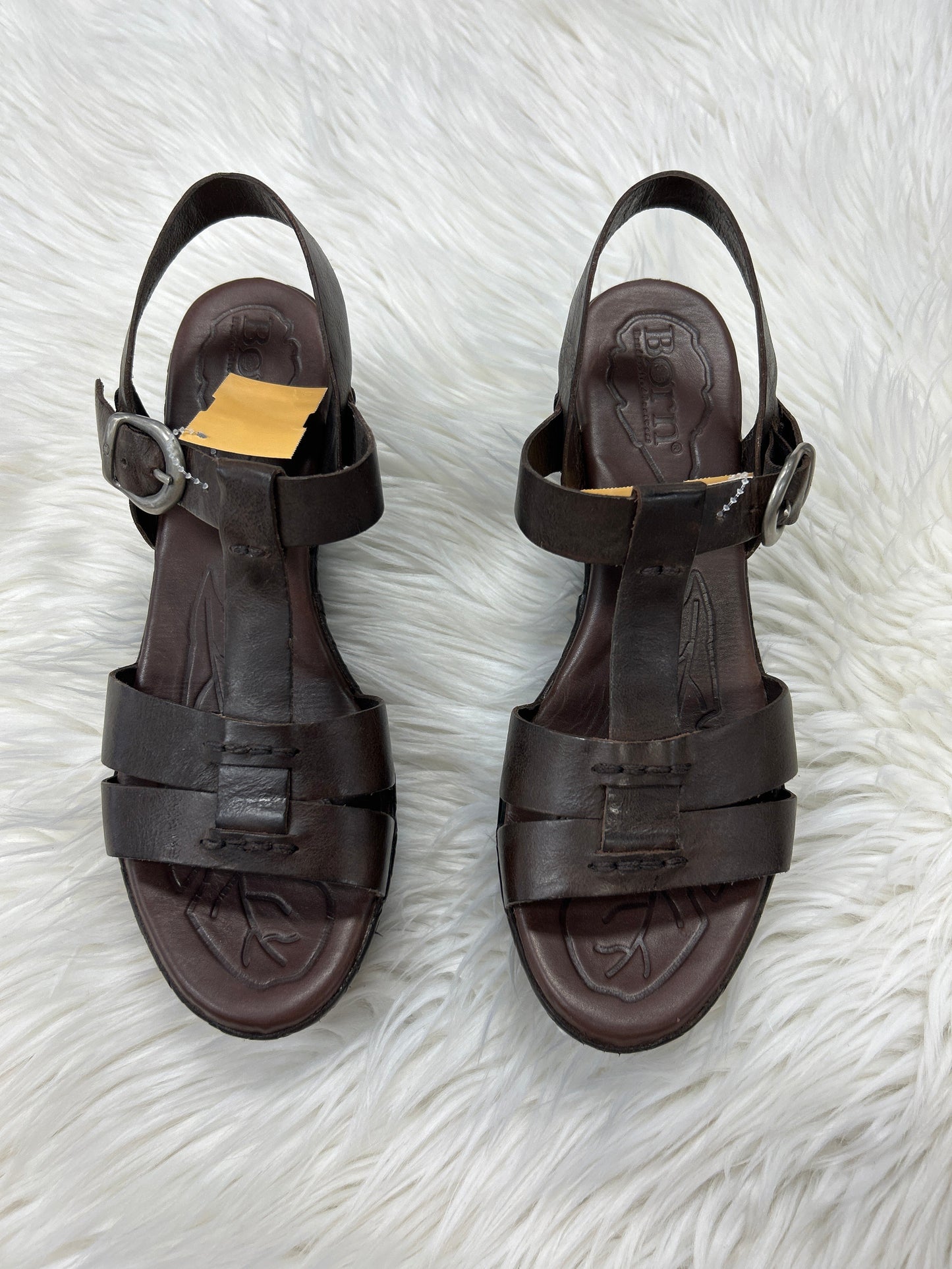 Sandals Heels Platform By Born In Brown, Size:9.5