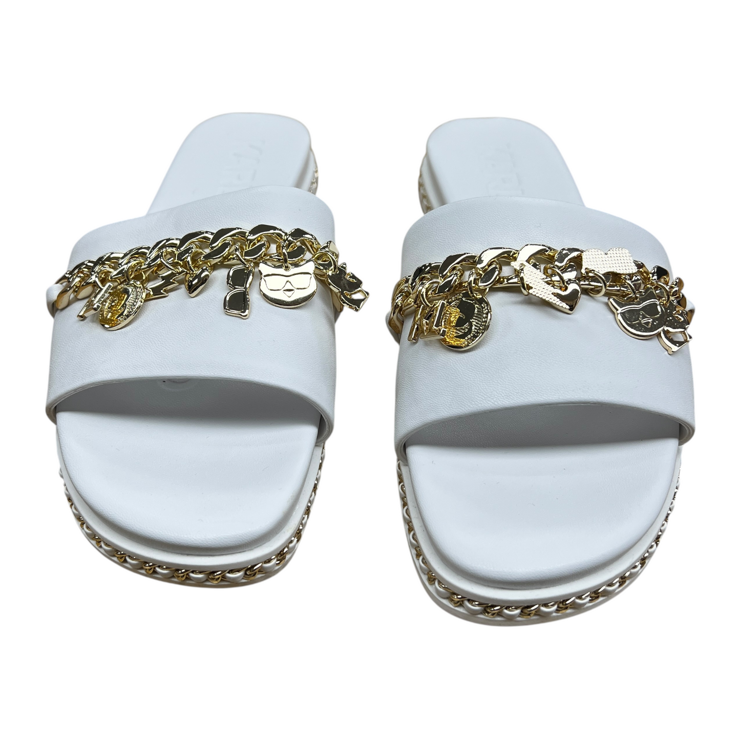 Sandals Designer By Karl Lagerfeld In White, Size:8