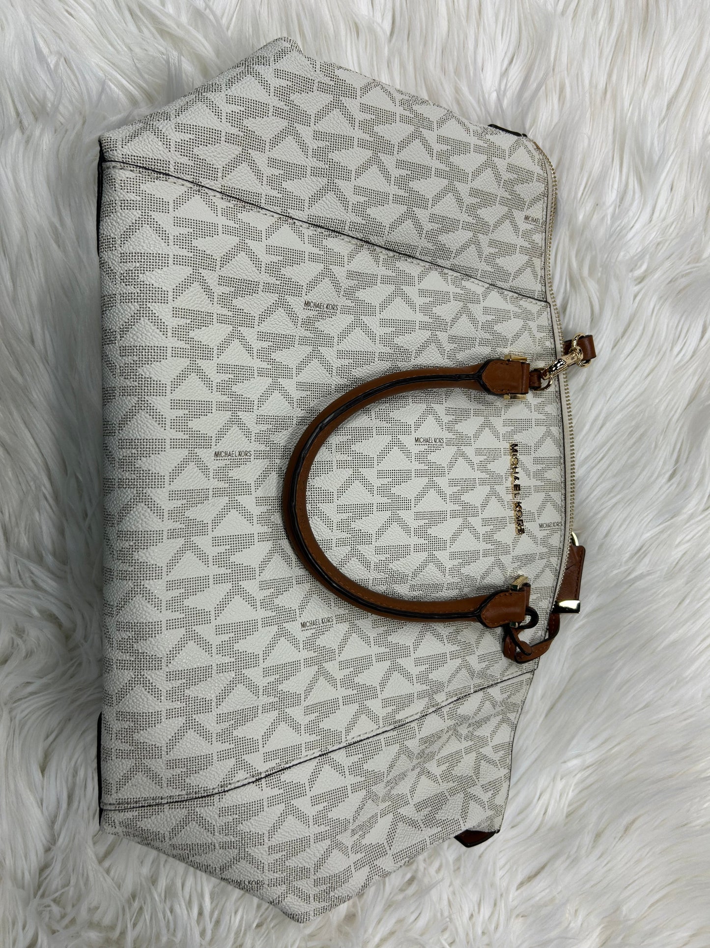 Handbag Designer By Michael Kors In White, Size:Large