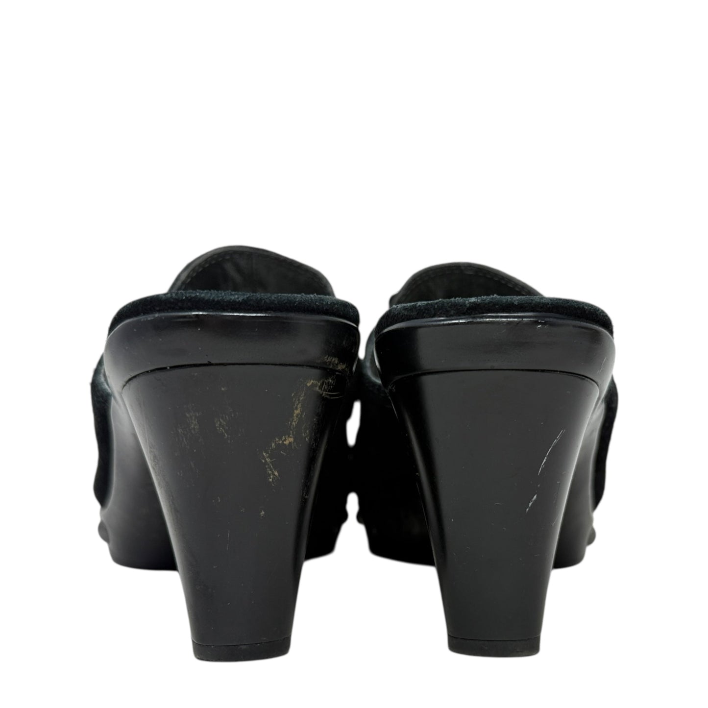 Studded Suede Clogs Designer By Stuart Weitzman In Black, Size: 7.5