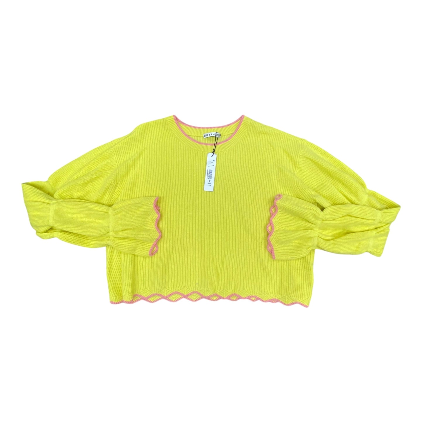 Sweater Designer By Alice + Olivia In Yellow, Size:Xl