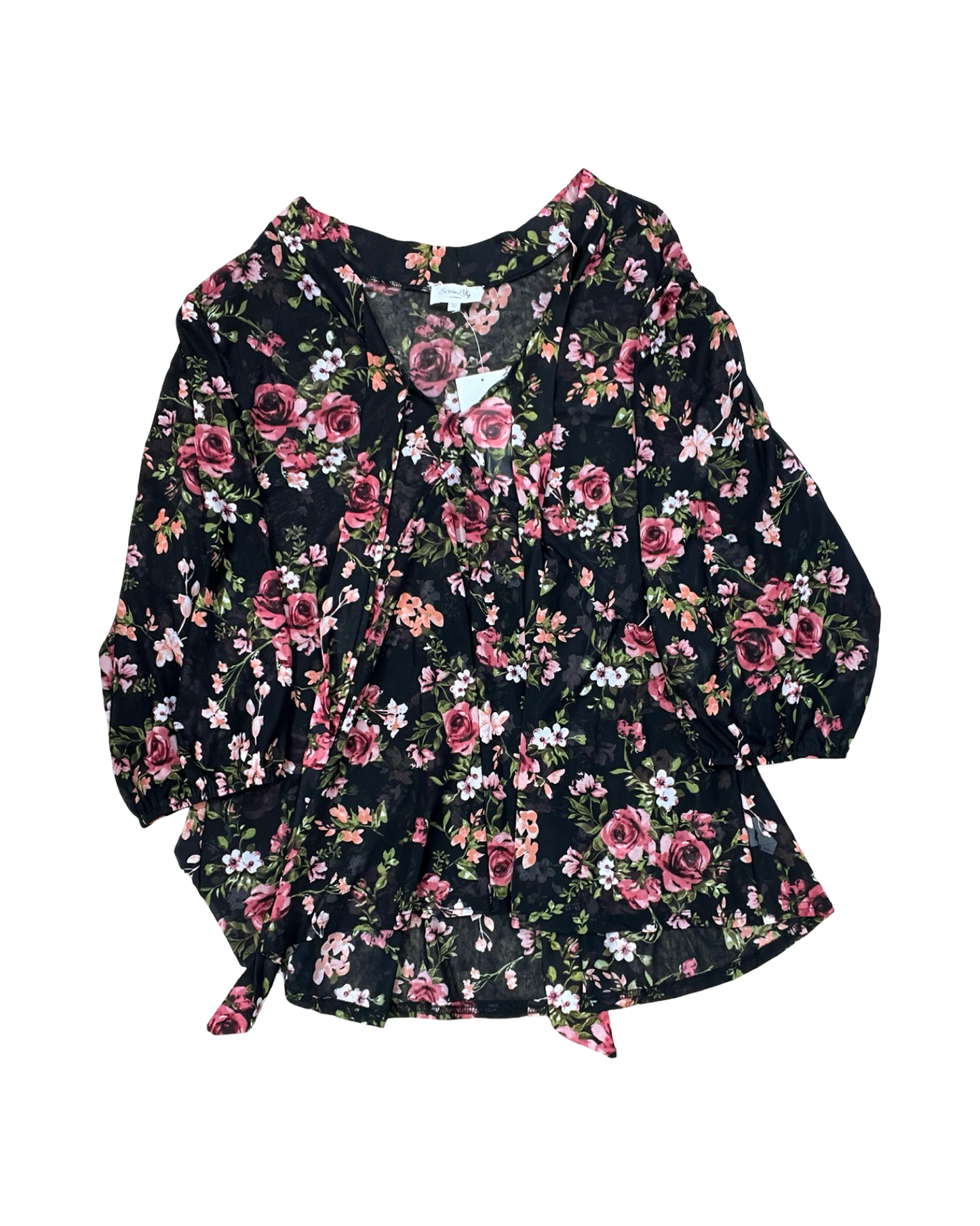 Top 3/4 Sleeve By Siren Lily In Black, Size:2X
