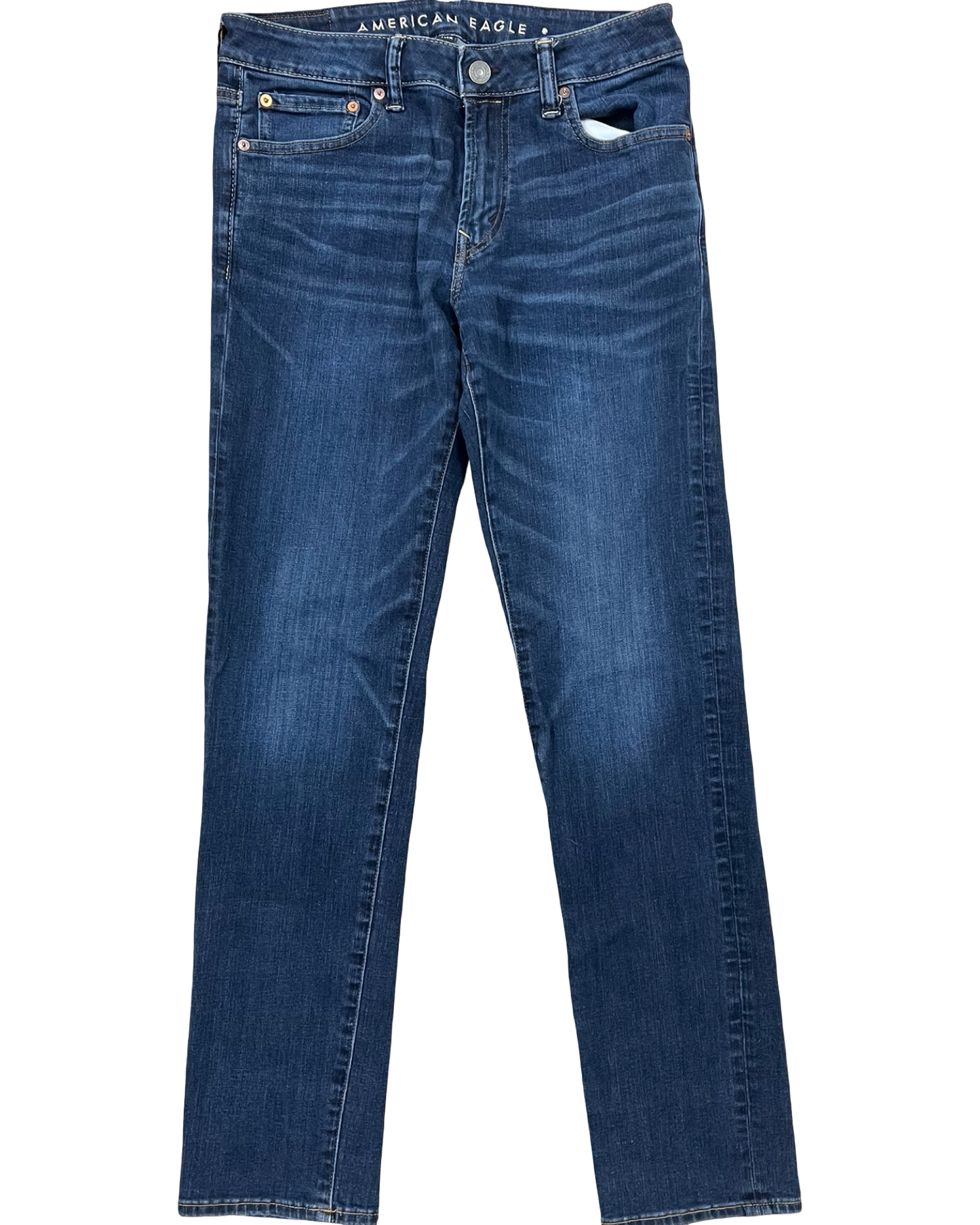 Jeans Straight By American Eagle In Blue Denim, Size:14