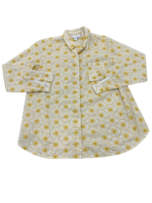 Top Ls By J. Jill In White & Yellow, Size:Xsp
