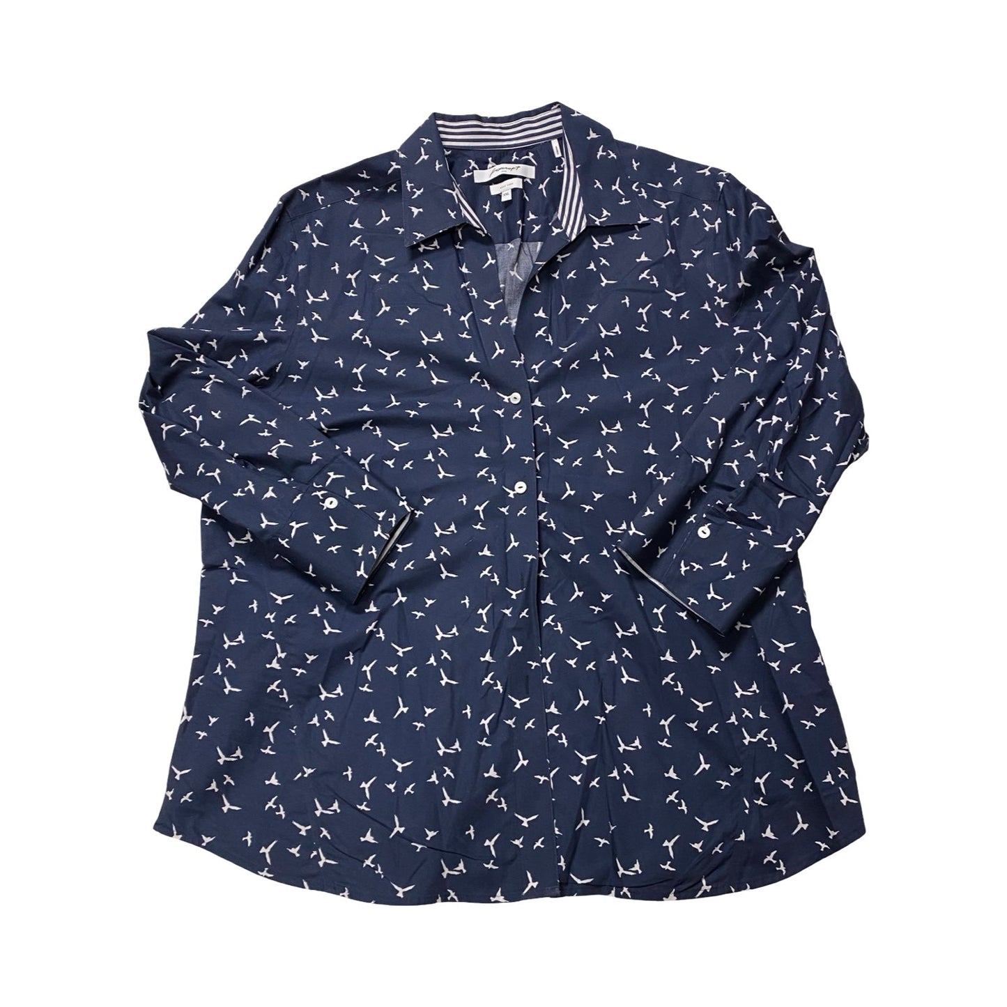 Top Ls By Foxcroft In Blue & White, Size:Xxl