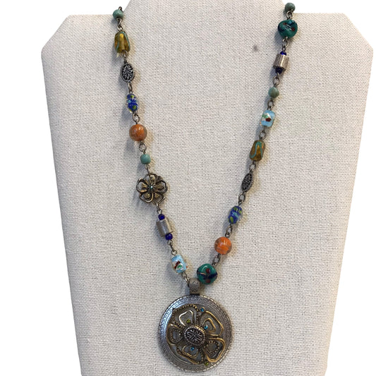 NECKLACE STATEMENT by CHICOS in BLUE & SILVER