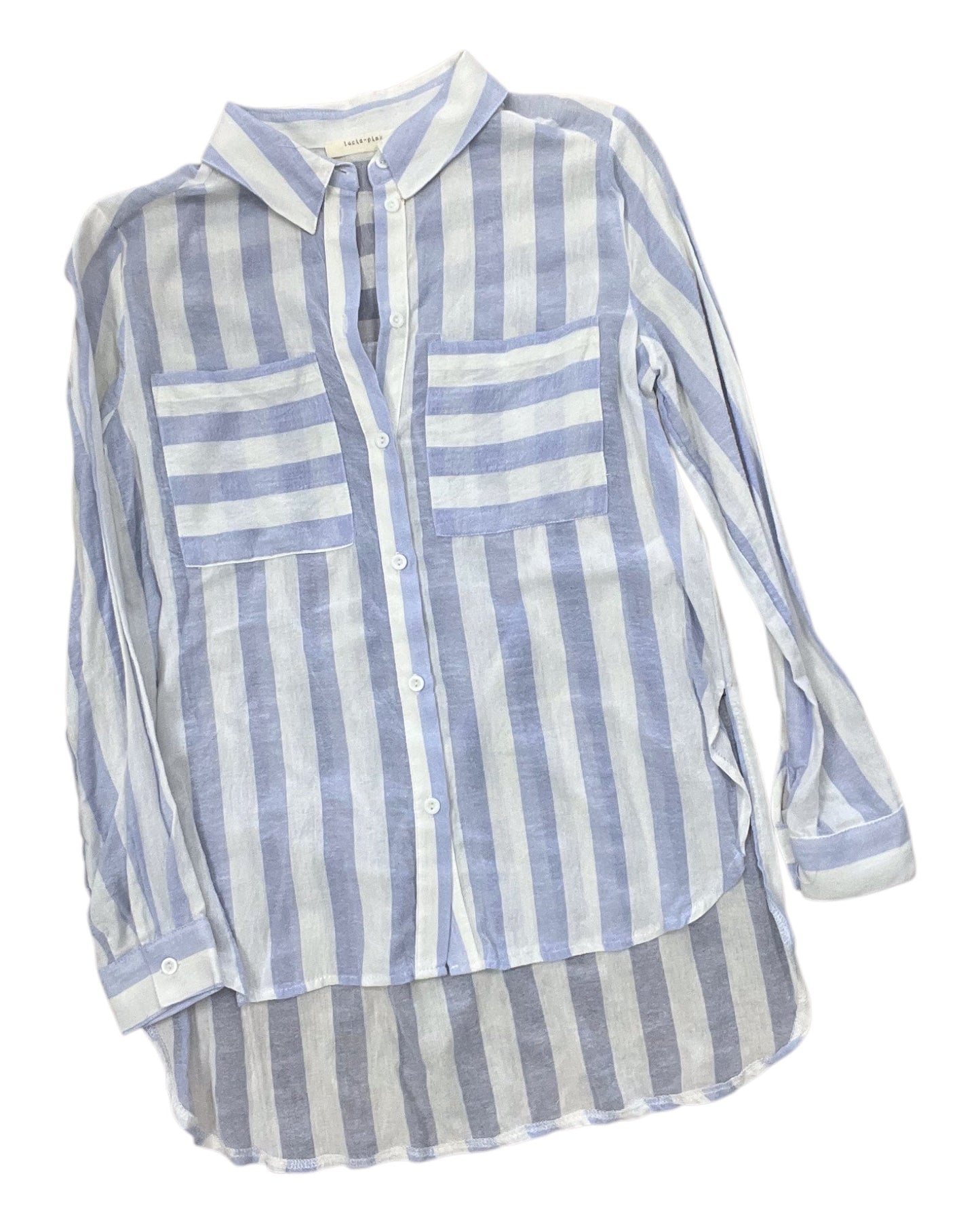 Blouse Ls By Clothes Mentor In Blue & White, Size:S