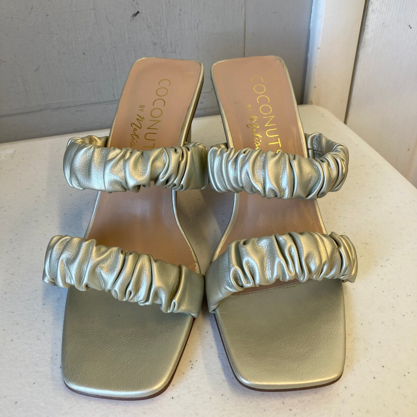 Sandals Heels Block By Matisse In Gold, Size:9
