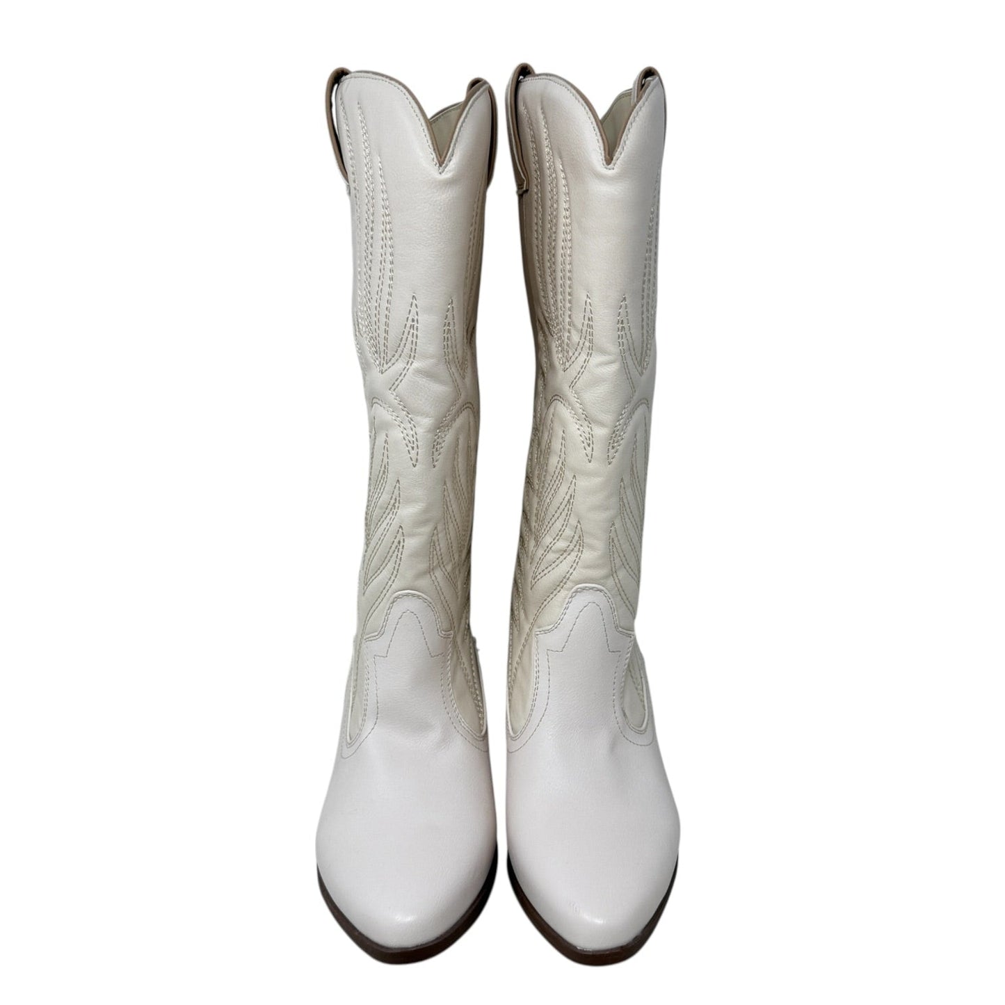 Vegan Leather Hoedown Western Boots By Qupid In Cream, Size: 7.5