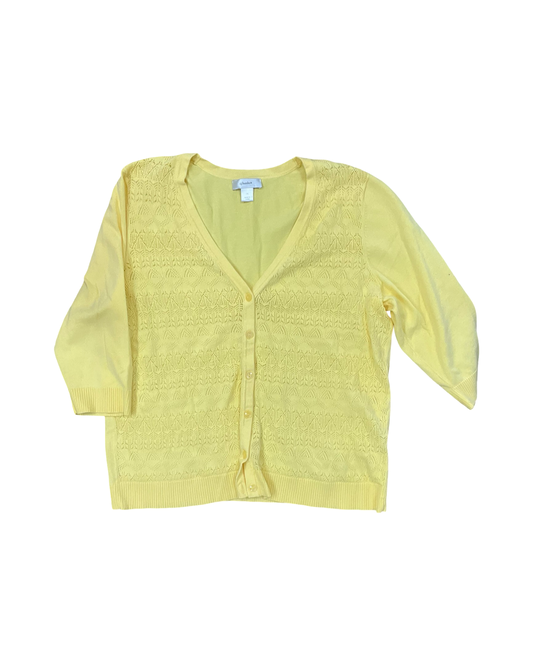 Cardigan By Cj Banks In Yellow, Size:1X