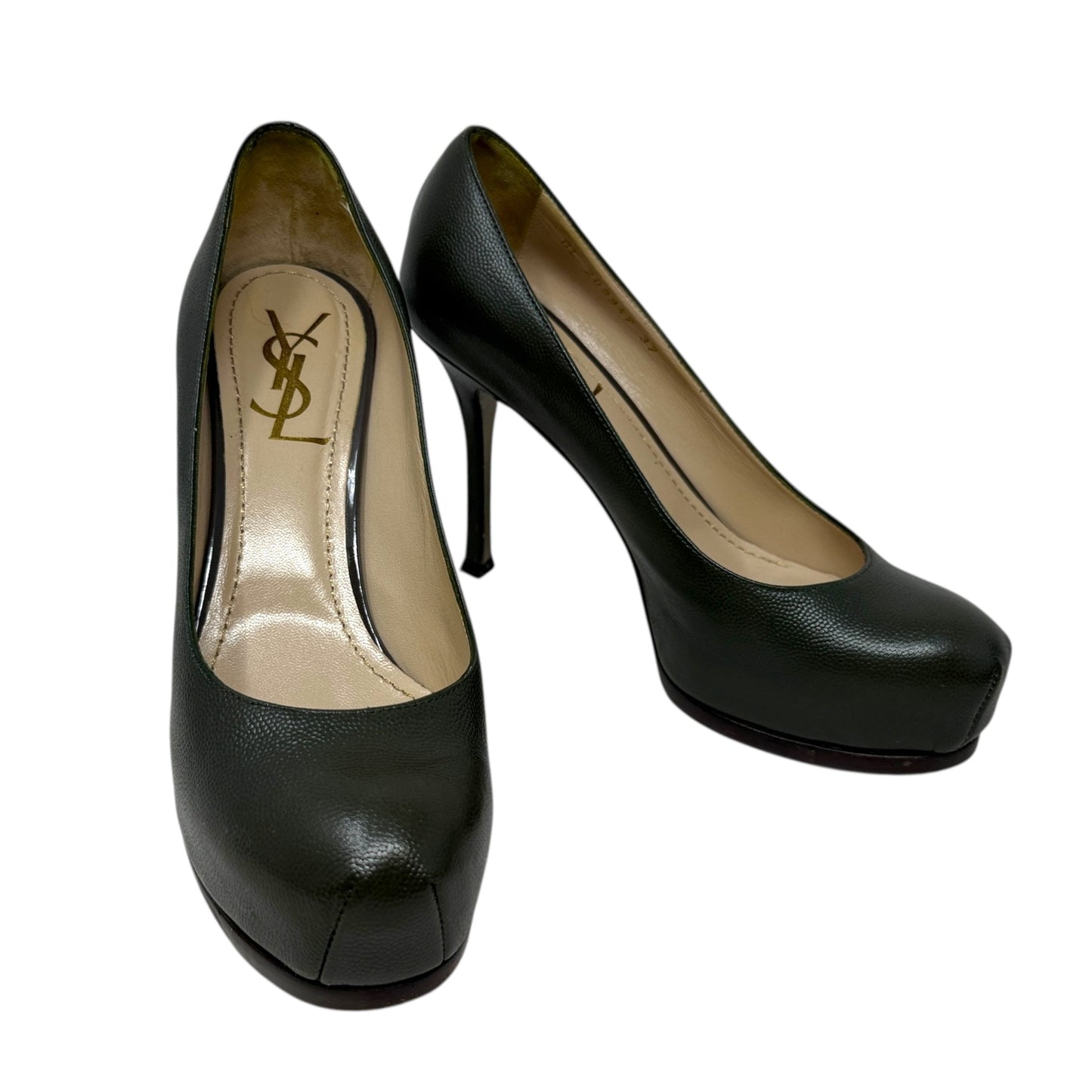 Tribtoo Platform Stiletto Pumps Luxury Designer By Yves Saint Laurent In Green, Size: 7