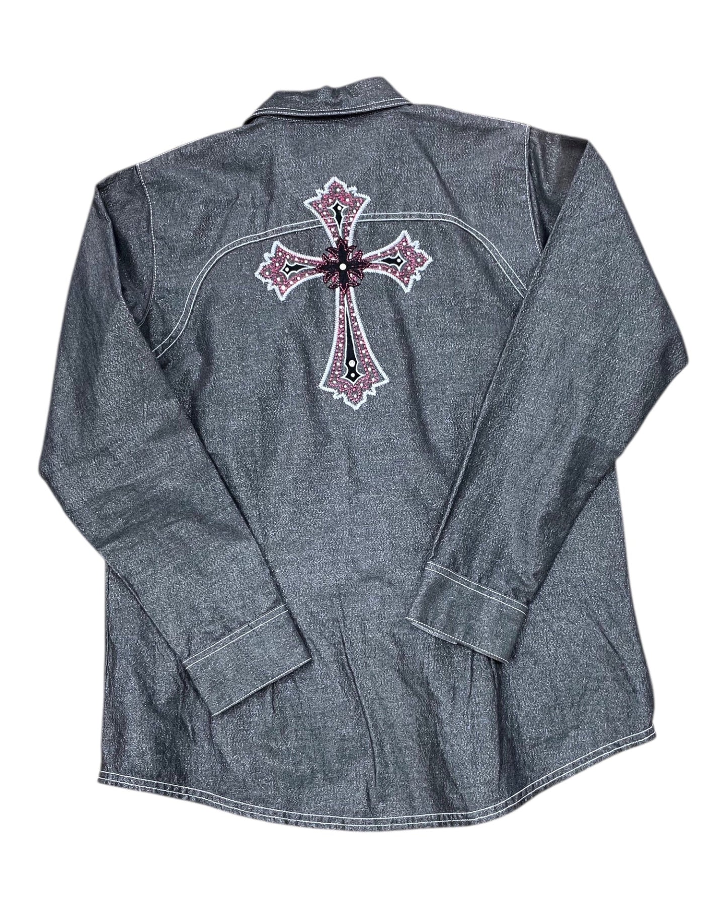 Blouse Ls By Wrangler In Grey, Size:Xl