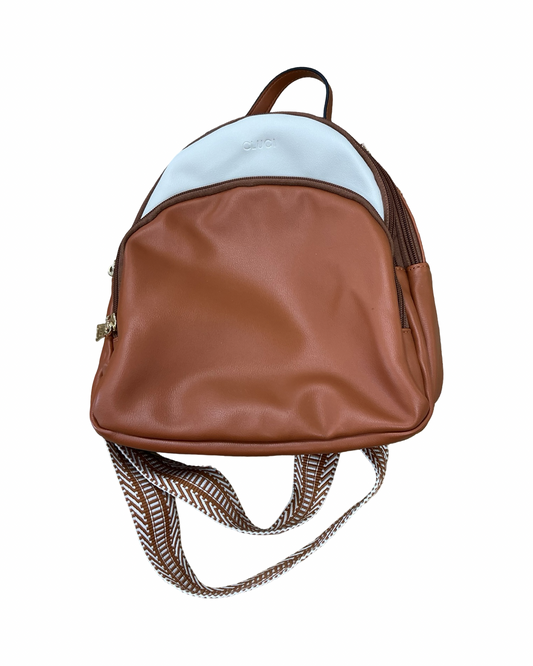 Backpack By Clothes Mentor In Brown & Cream, Size:Small