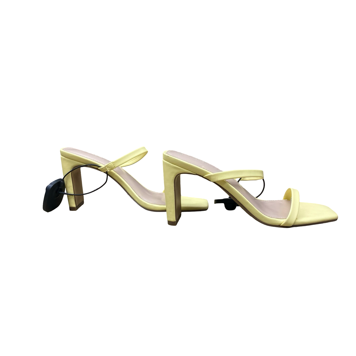 Sandals Heels Kitten By The Drop In Yellow, Size:6