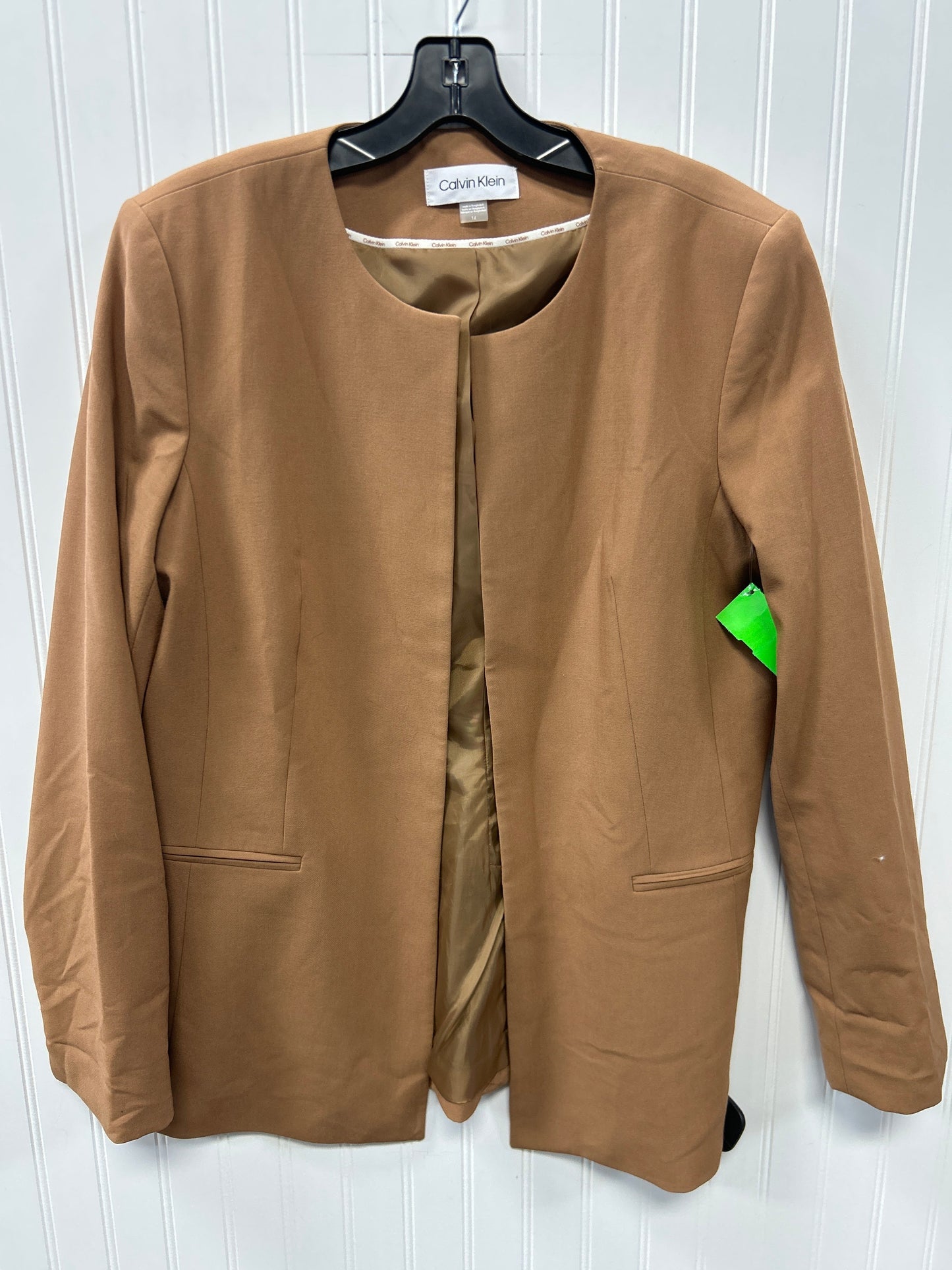 Blazer By Calvin Klein In Tan, Size:14