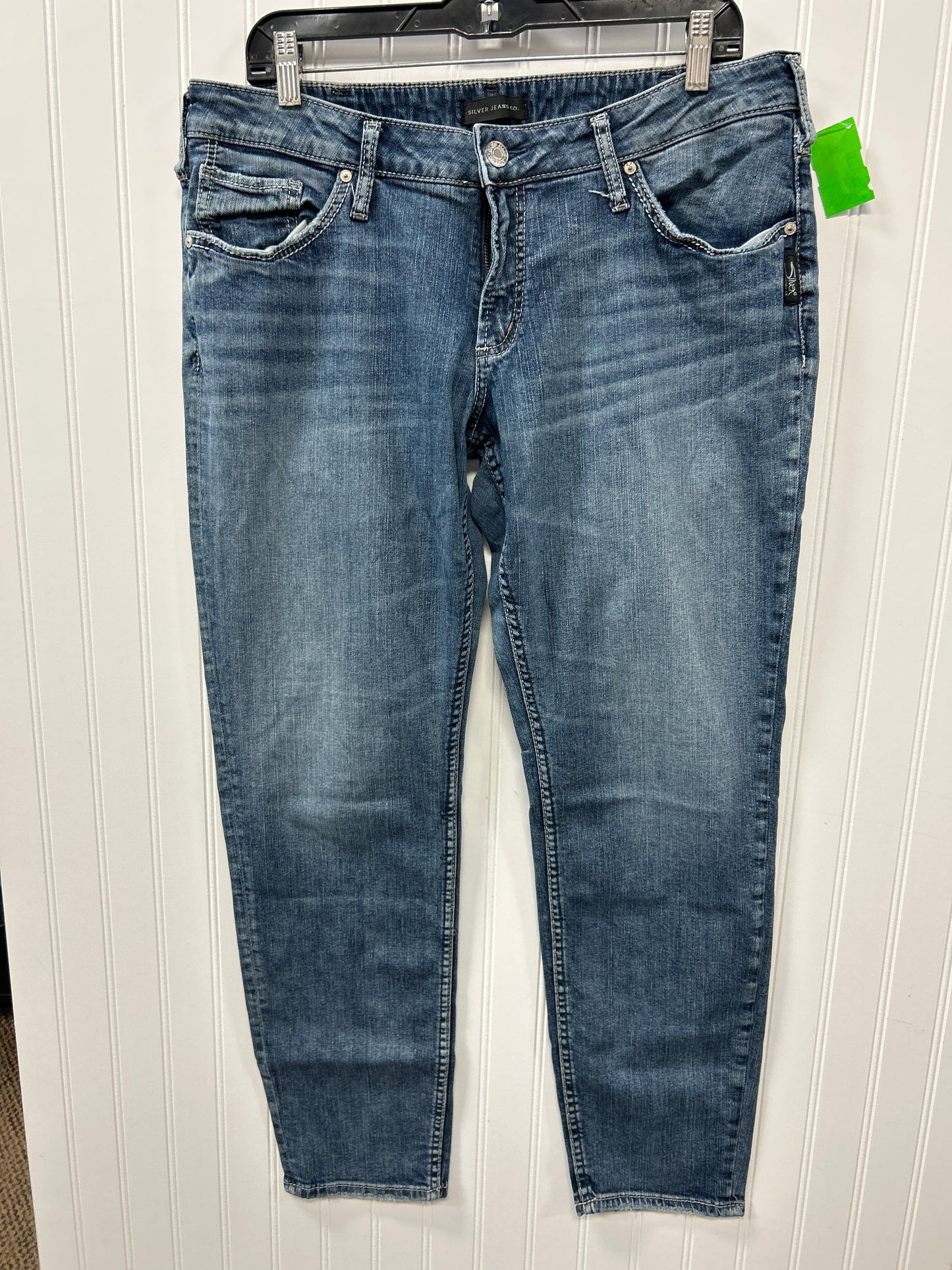 Jeans Straight By Silver In Blue Denim, Size:12