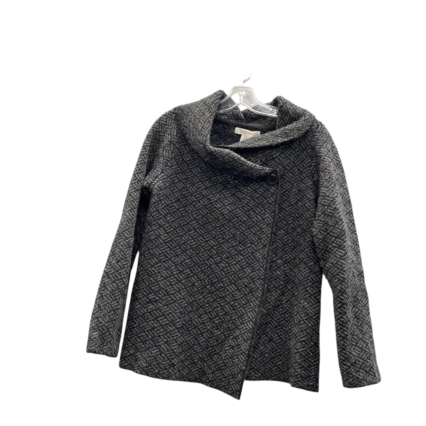Sweater Cardigan By Ellen Tracy In Black & Grey, Size:Xl