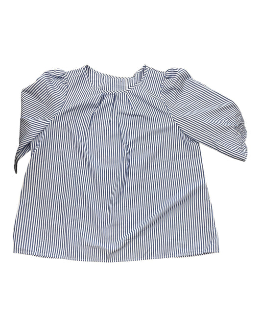 Top 3/4 Sleeve By Shein In Blue & White, Size:2X