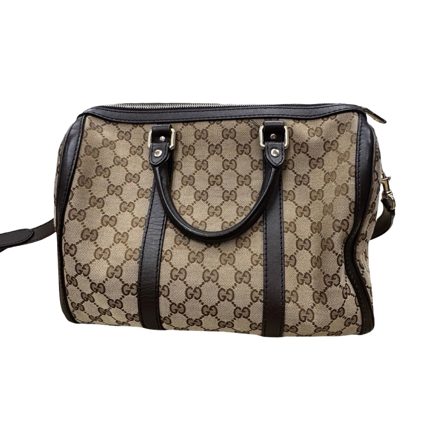 Boston Handbag Luxury Designer By Gucci In Brown, Size:Medium (As Is)