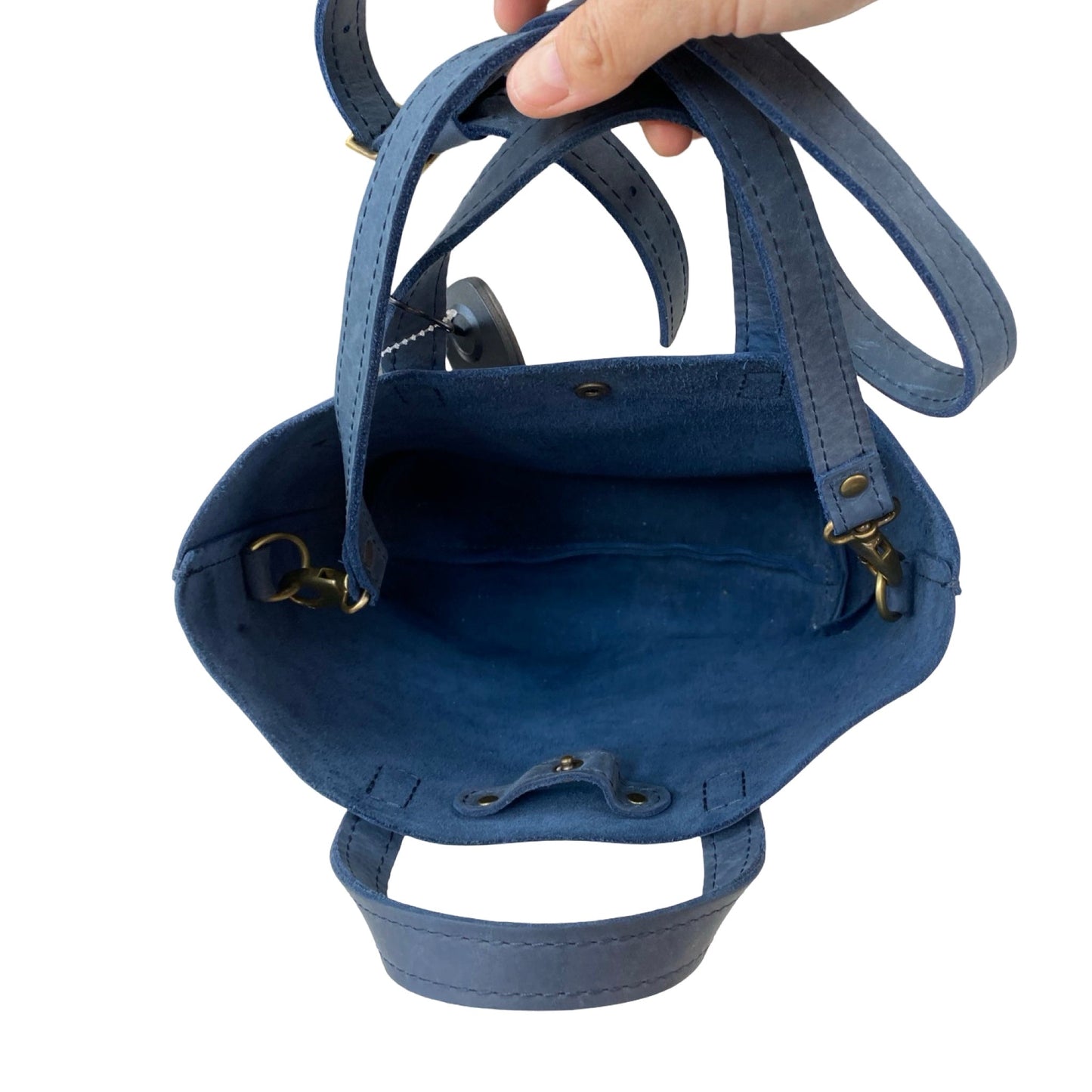 Handbag Leather By Portland Leather In Navy, Size:Medium