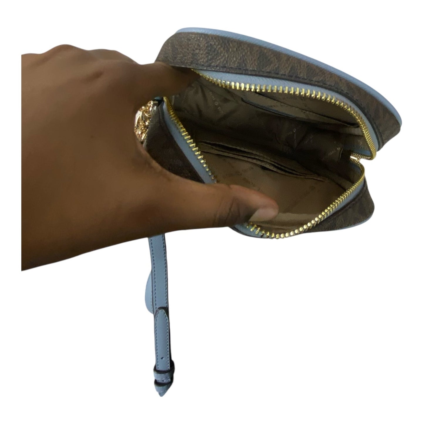 Handbag Designer By Michael Kors In Blue & Brown, Size:Small