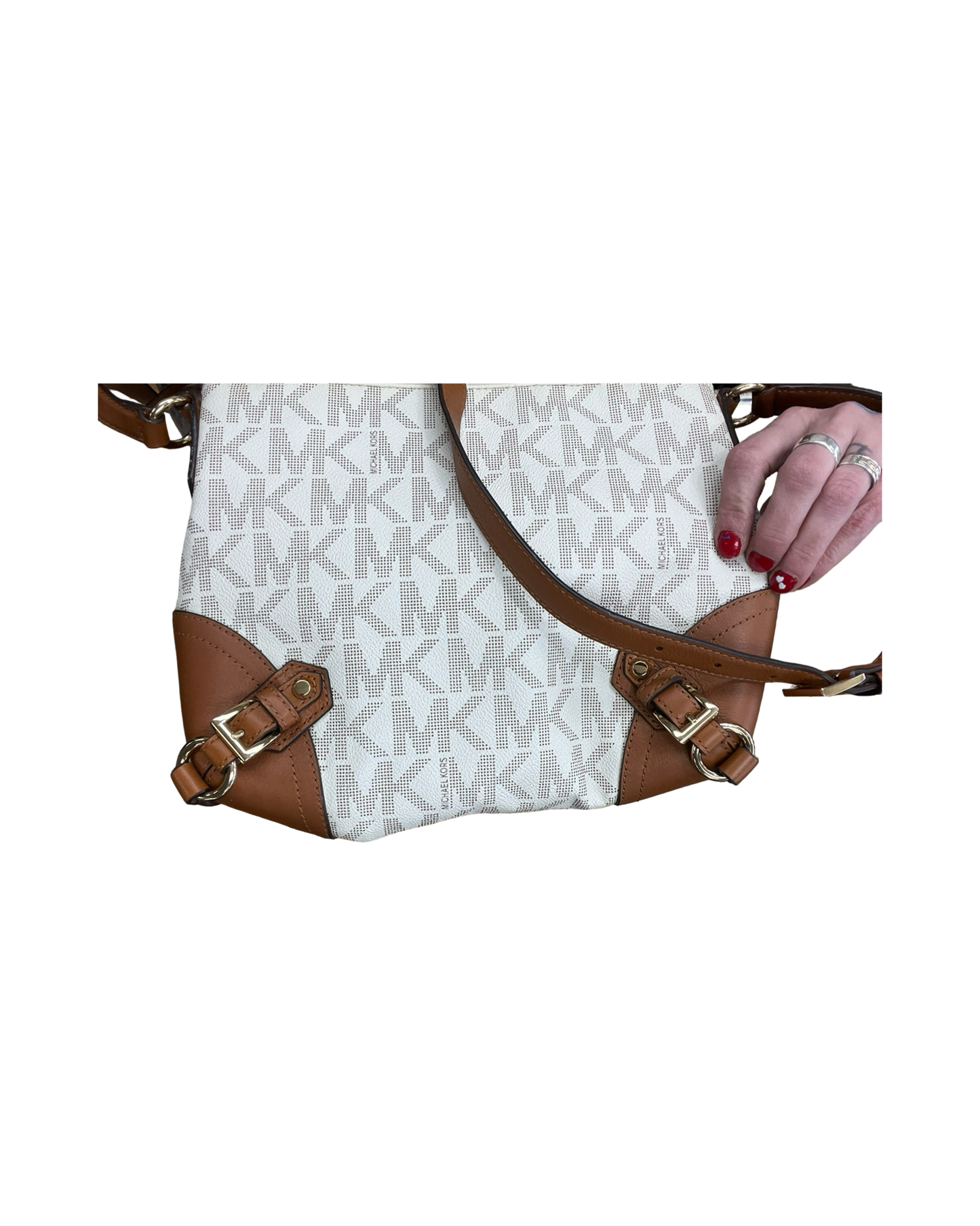 Crossbody Designer By Michael Kors In Cream & Tan, Size:Medium