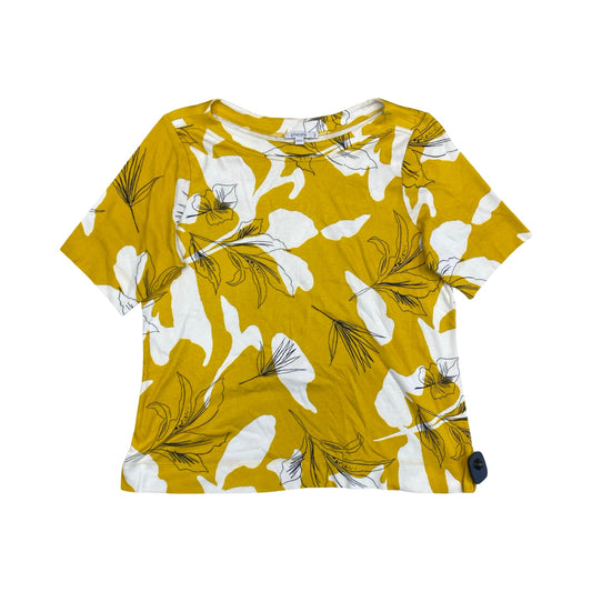 Top Ss By Chicos In White & Yellow, Size:Xl