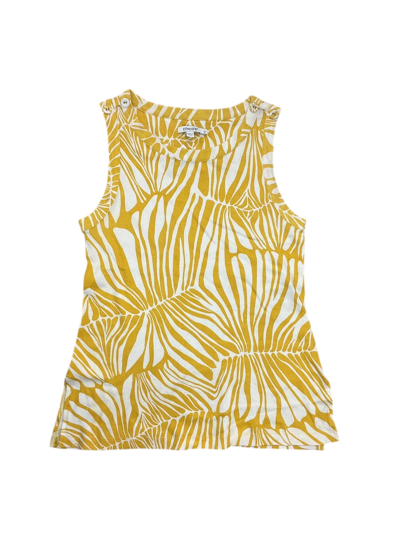 Tank Top By Chicos In White & Yellow, Size:M