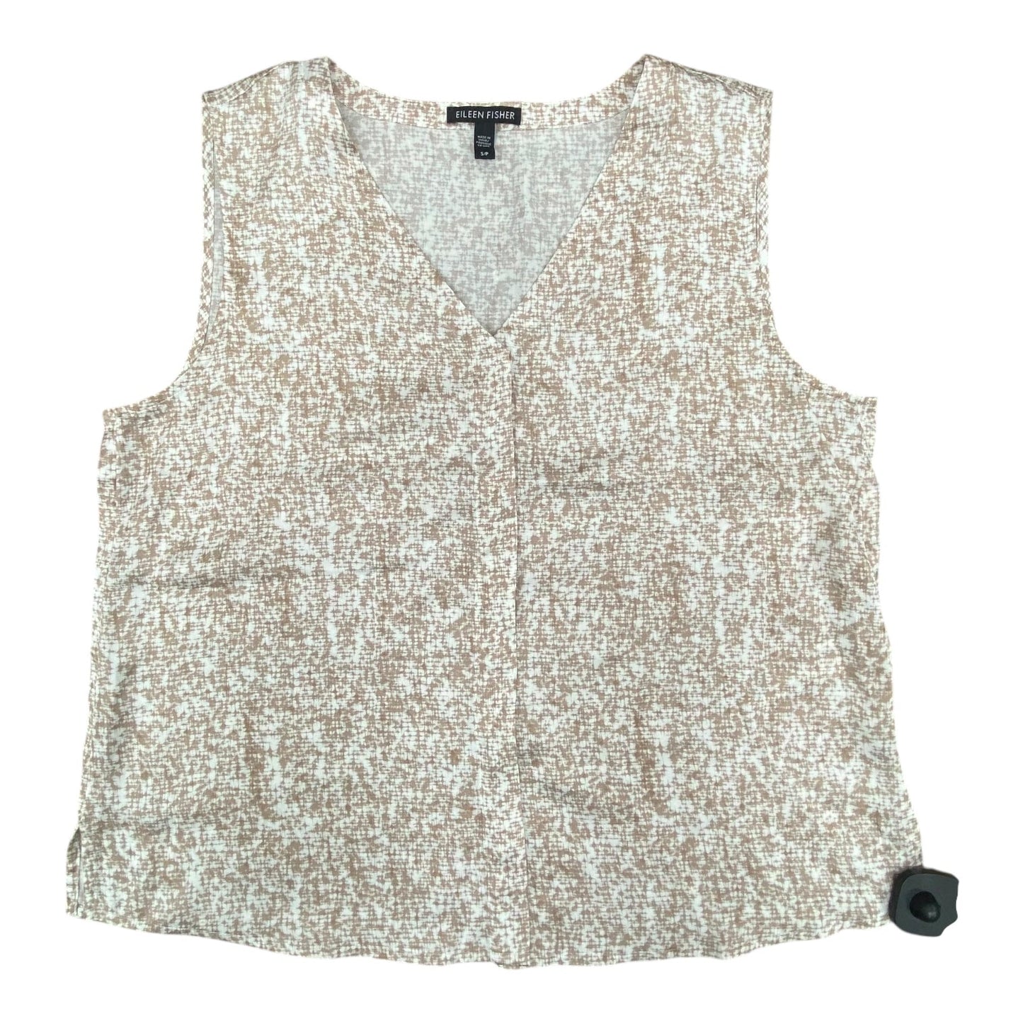 Top Sleeveless Designer By Eileen Fisher In Brown & Cream, Size:Sp