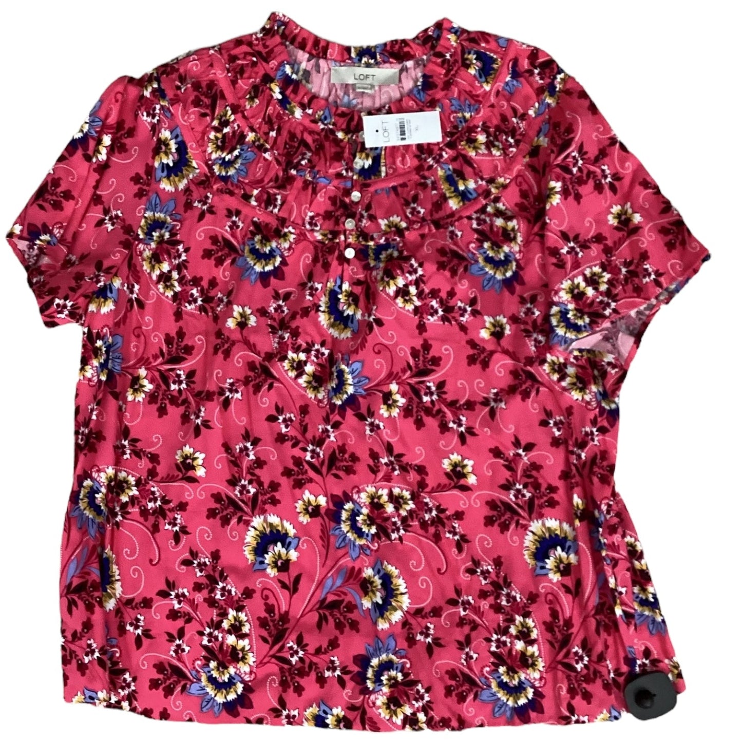 Blouse Ss By Loft In Pink & Yellow, Size:Xl