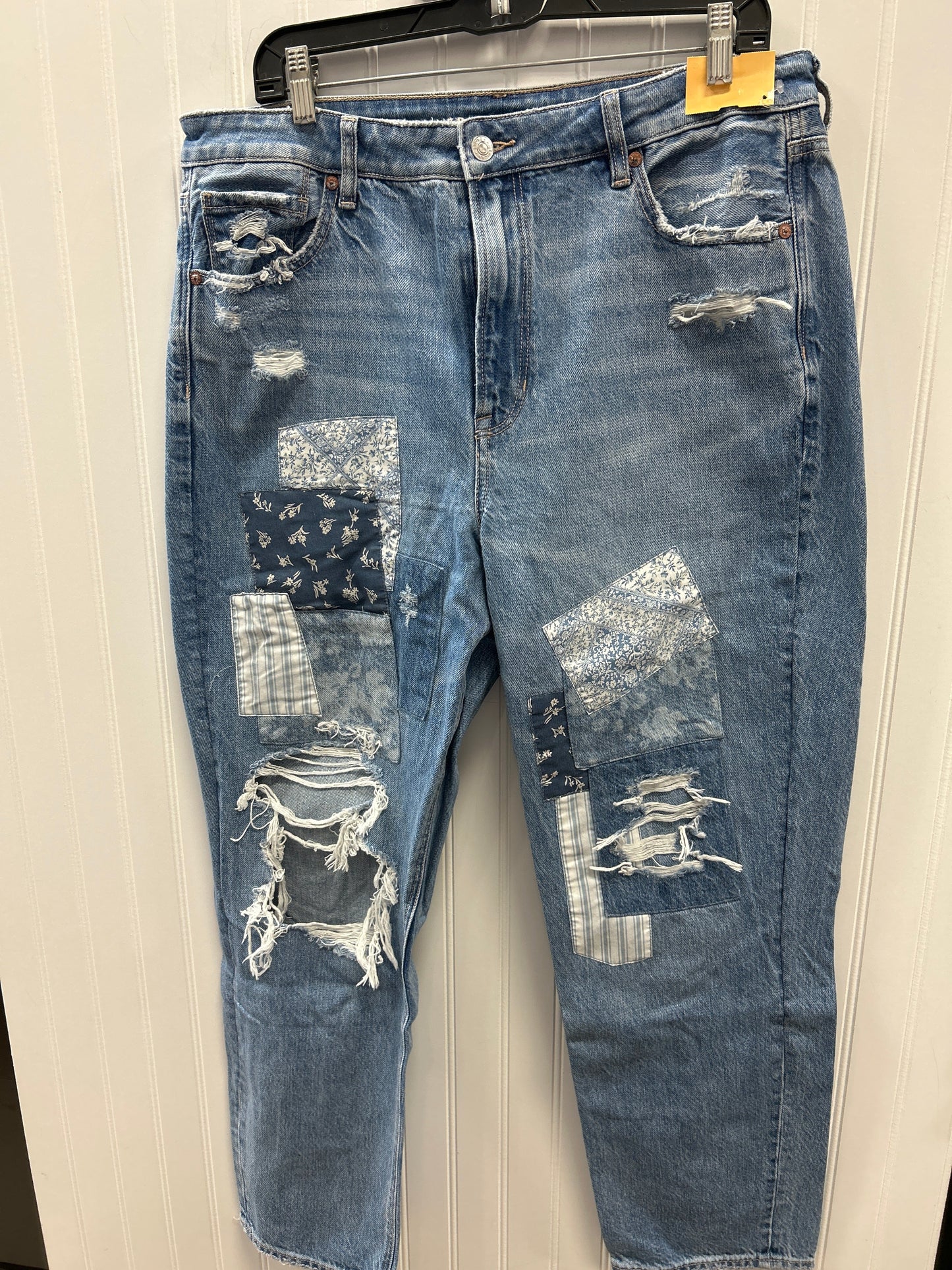 Jeans Wide Leg By American Eagle In Blue Denim, Size:14L