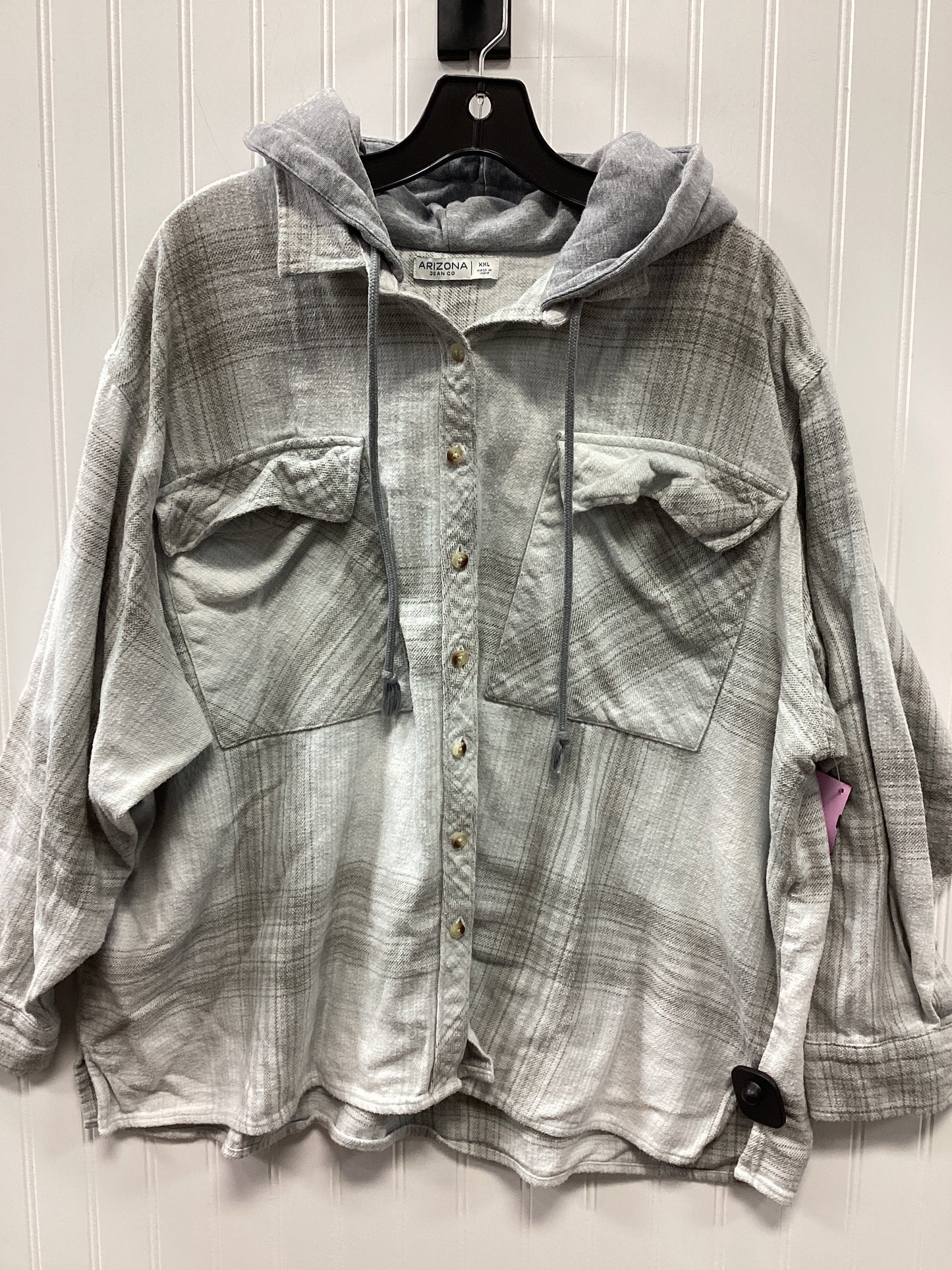Jacket Shirt By Arizona In Grey, Size:Xxl