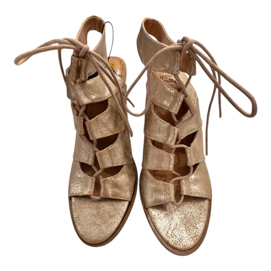 Sandals Heels Block By Hippie Laundry In Gold, Size:10