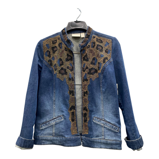 Jacket Denim By Chicos In Blue Denim, Size:L