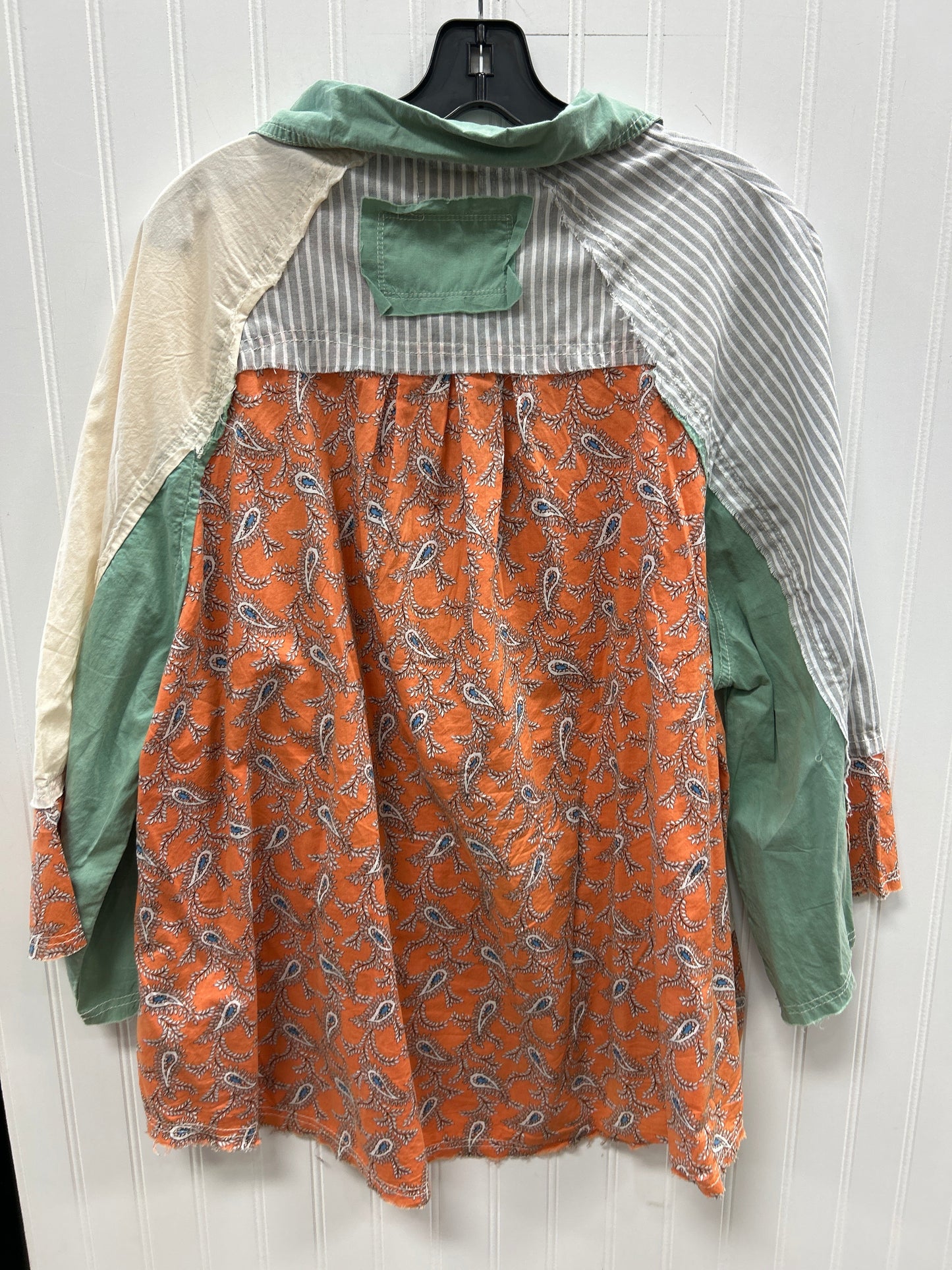 Top Ls By Pol In Green & Orange, Size:L